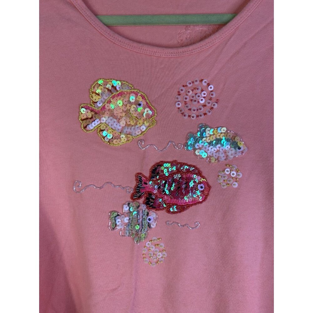 Quacker Factory Embellished Sequin Fish Long Slee… - image 3